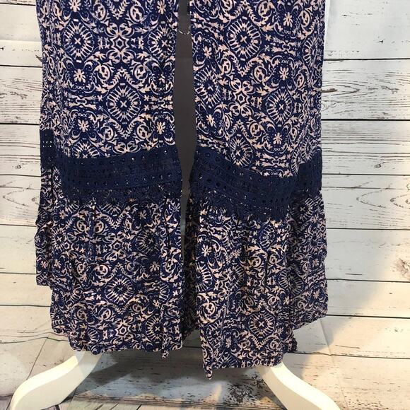 Artesia Boho Chic Button Front Short Sleeve Maxi tasel neck closing size medium - Picture 5 of 12